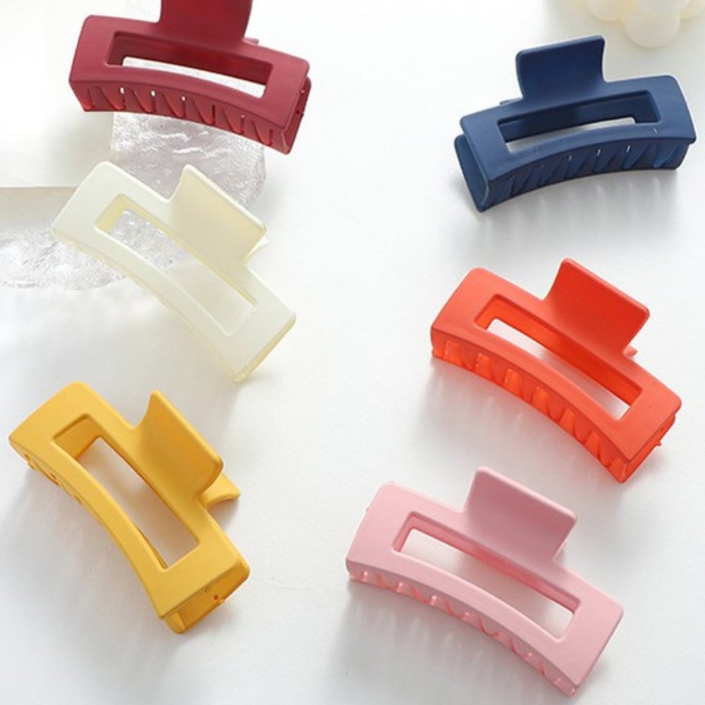 PACKS OF 6 - SQUARE BANANA DAILY HAIR JAW HAIR CLAW CLIPS Length : 3.34"